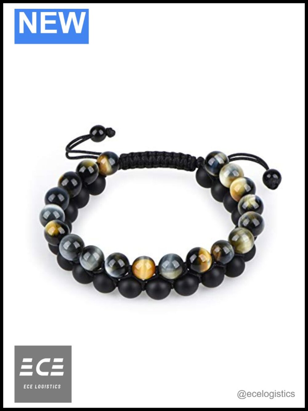 HASKARE Tiger Eye Bracelet Mens Womens Natural Stones Lava Tiger Eye Beads